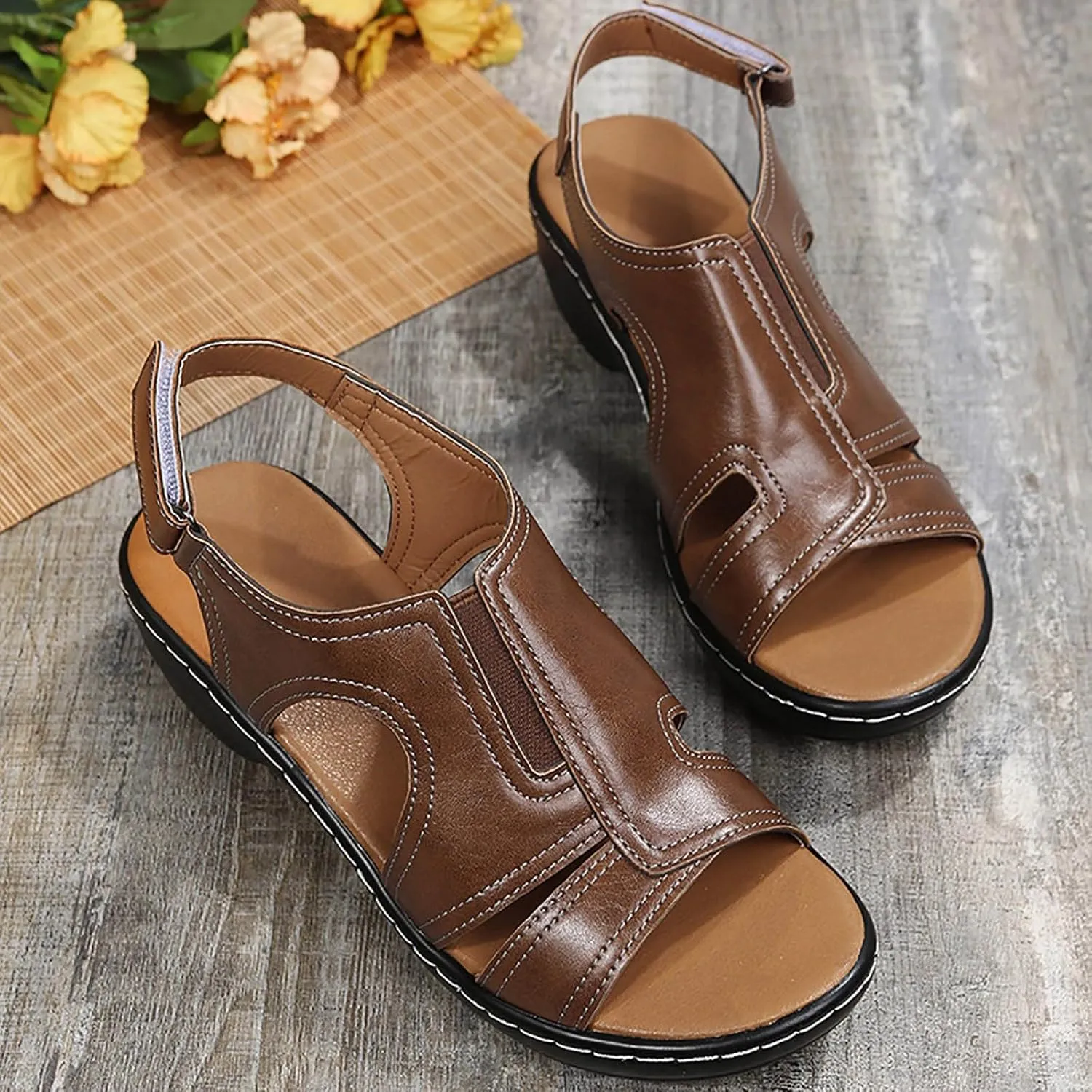 Large Size New Summer Sandals For Women With Stitching Hollow Thick Soles And Large Size Sandal for Shoes Women Slides