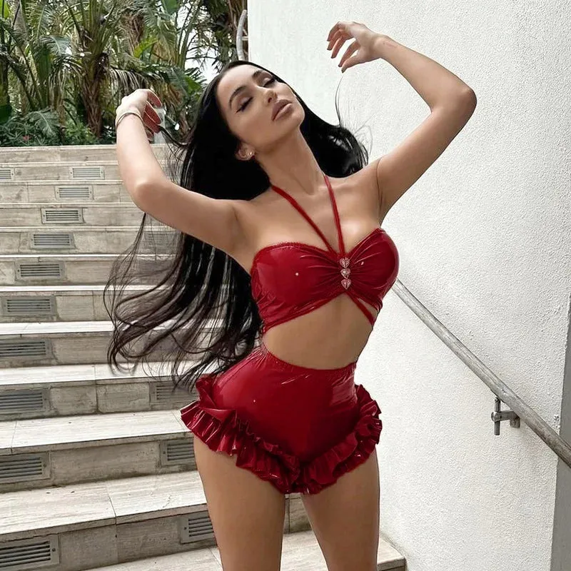 Leather Crop & Pants Set