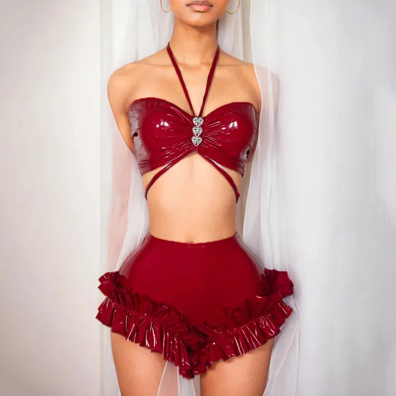 Leather Crop & Pants Set