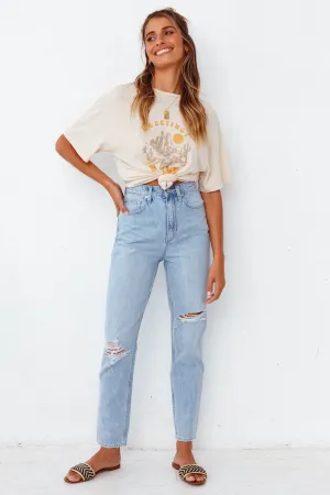 LEE High Mom Oxy Destruct Jeans Blue