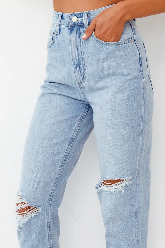 LEE High Mom Oxy Destruct Jeans Blue