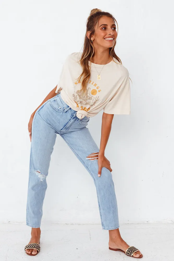 LEE High Mom Oxy Destruct Jeans Blue