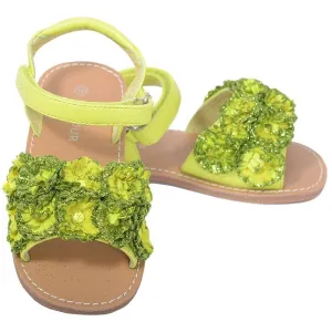 Lime Sparkle Flower Strap Summer Sandal Little Girl 11-2