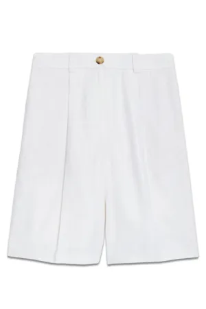 Linen Blend High Waisted Bermuda Shorts