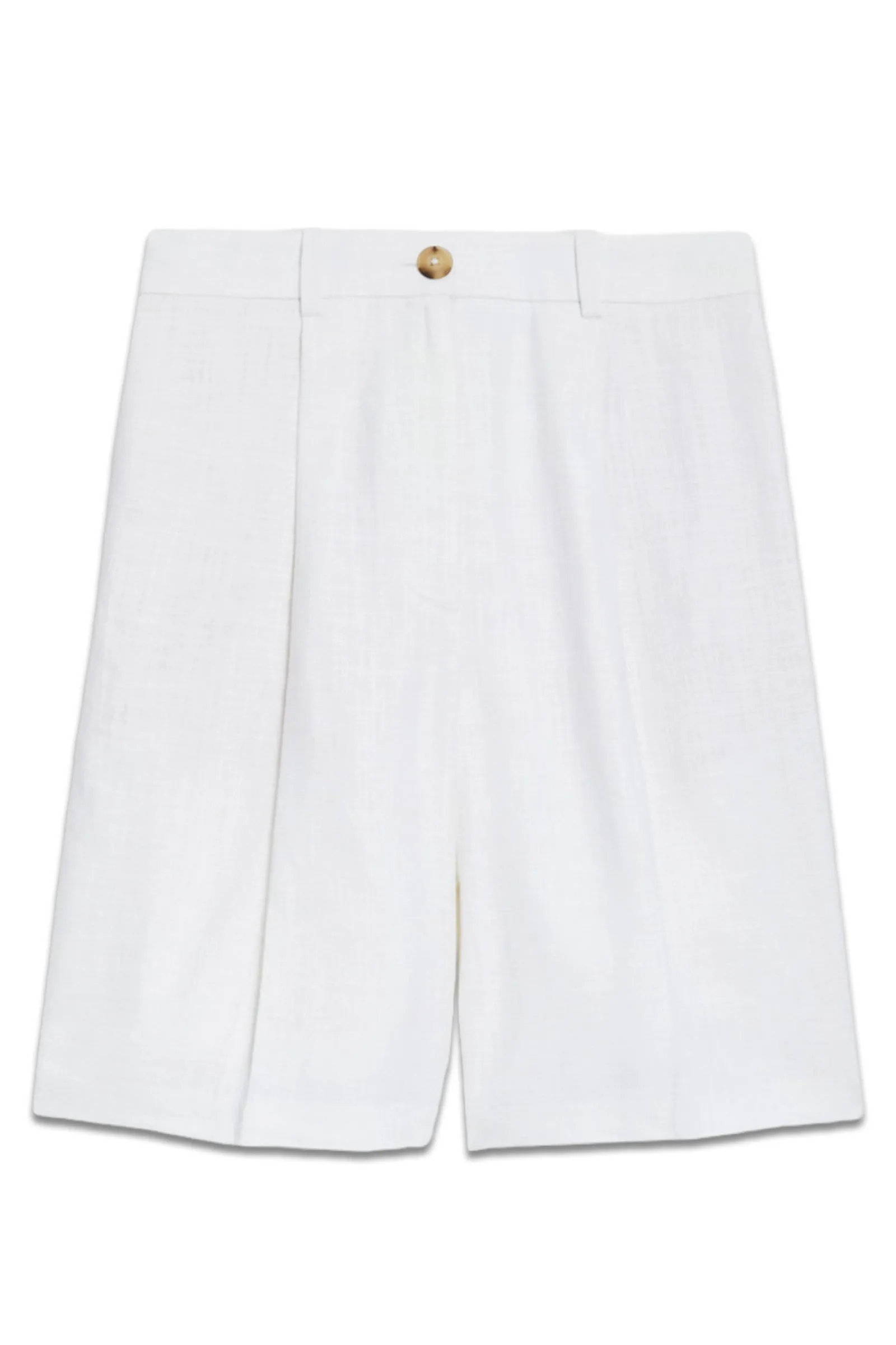Linen Blend High Waisted Bermuda Shorts