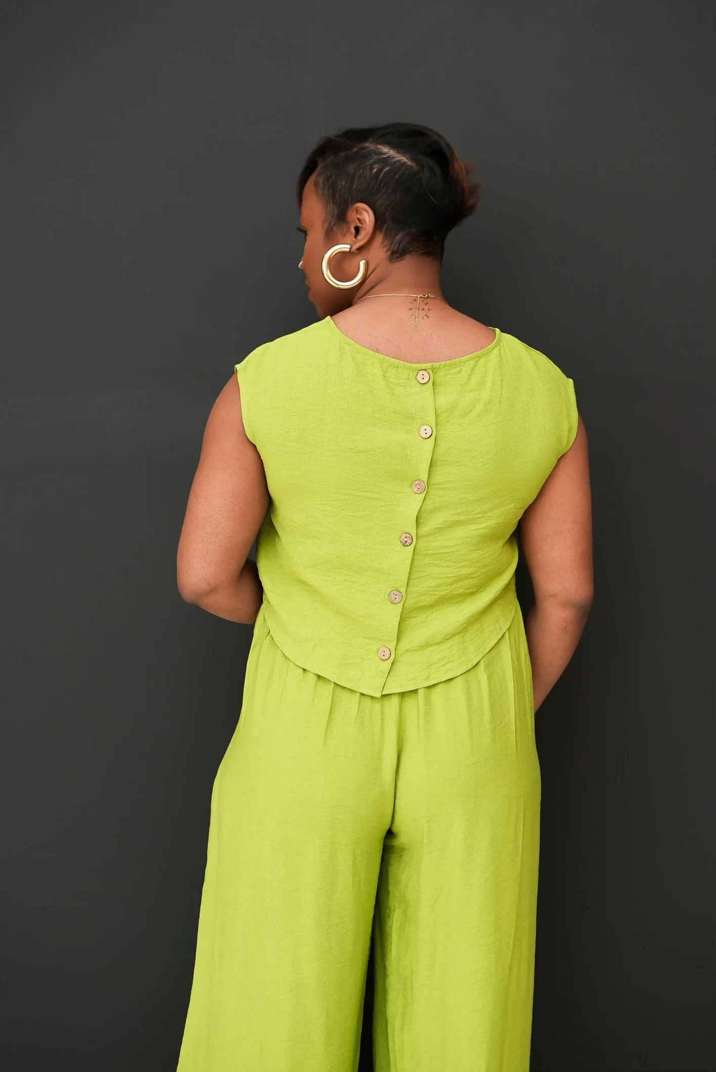Linen Style Trouser Set (Green)