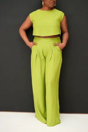Linen Style Trouser Set (Green)