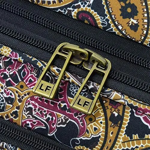London Fog Cranford 20" Expandable Carry-on Spinner, Black Gold Plum Paisley