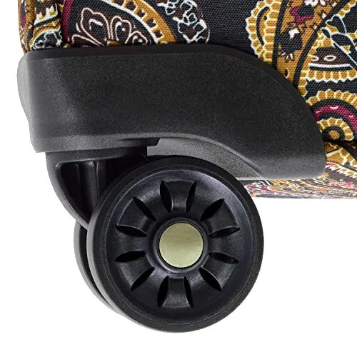 London Fog Cranford 20" Expandable Carry-on Spinner, Black Gold Plum Paisley