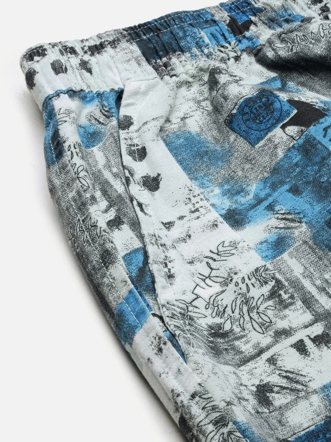 Men Sea Green Abstract Cuban Collar Co Ords Set