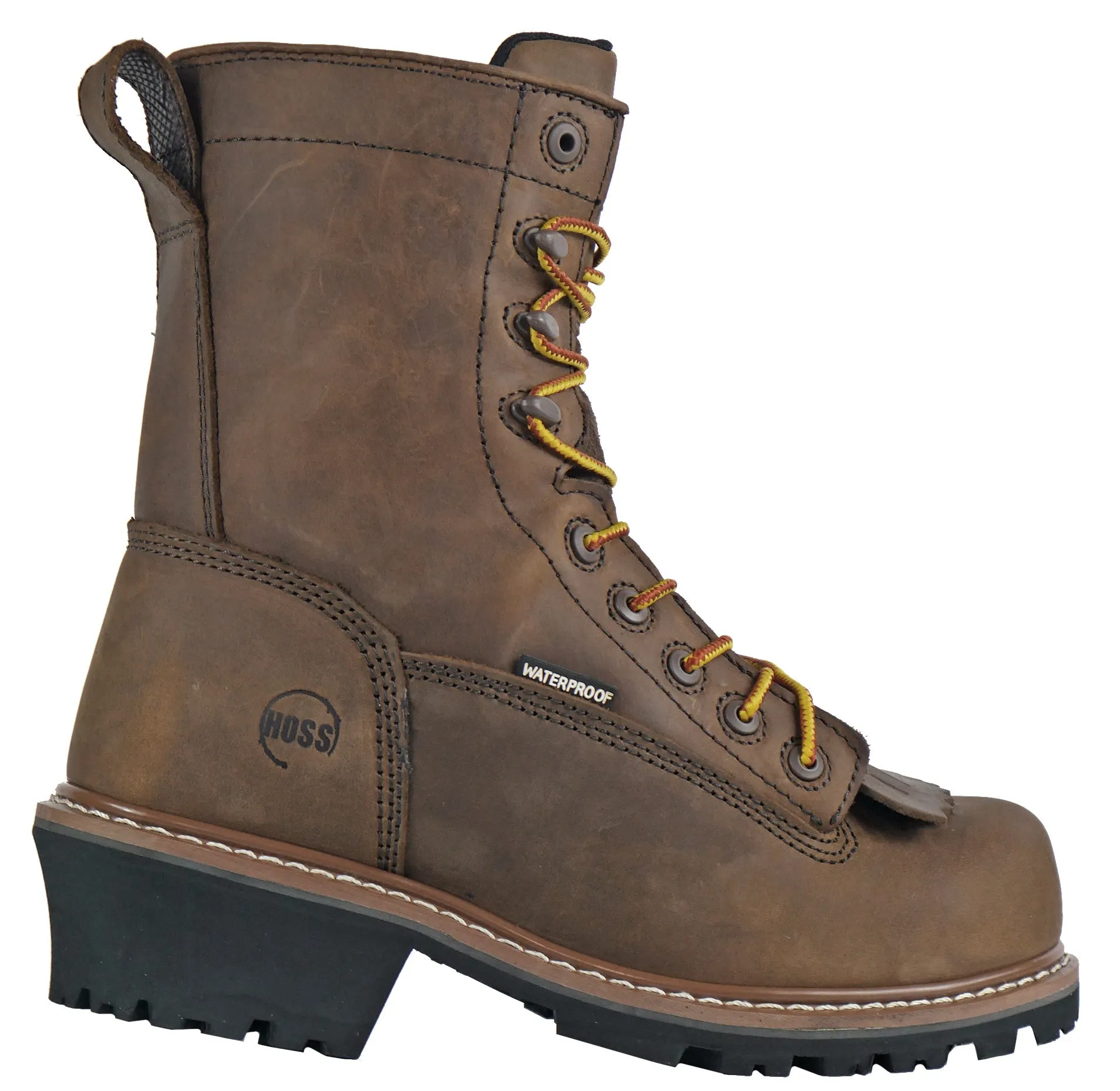 Men's Hoss 8" Kiltie Cross Cut Logger Brown, EH, WP, PR, Composite Toe Boot