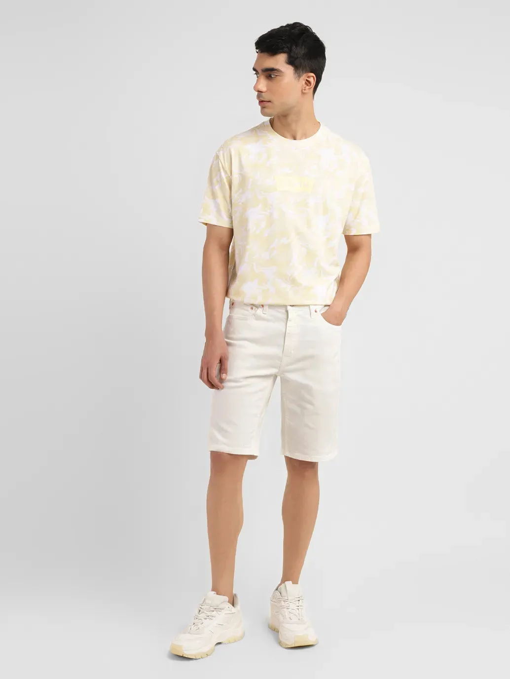 Men's White Regular Fit Shorts