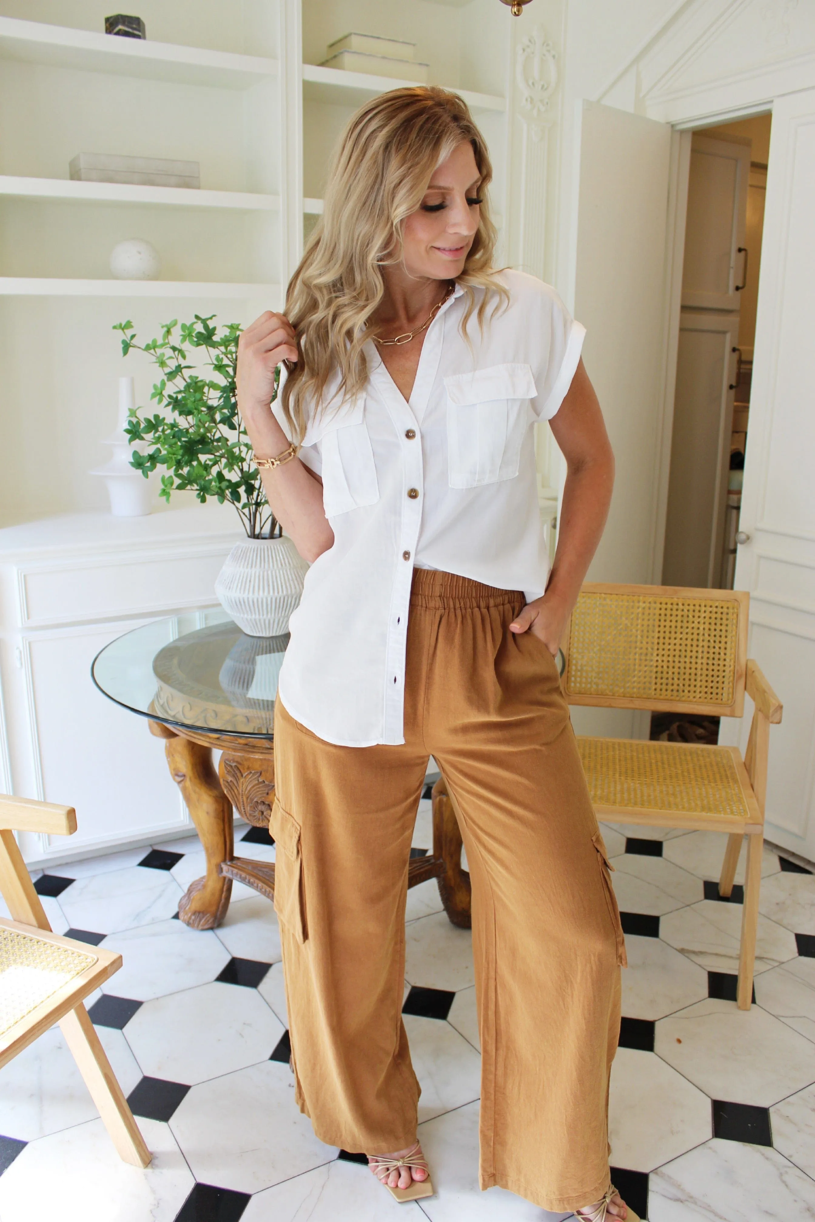 Mineral Washed Cargo Pants-Clay