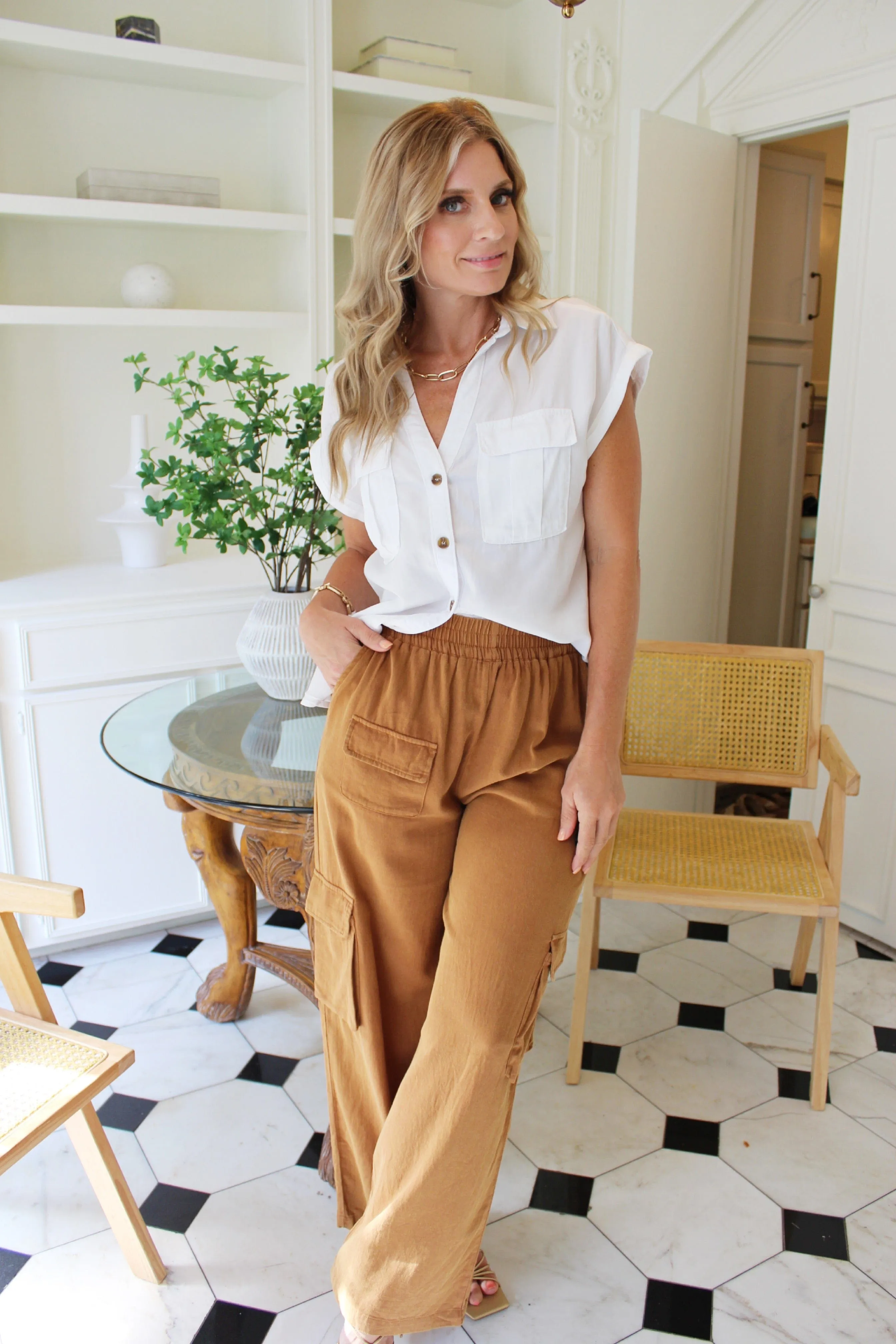 Mineral Washed Cargo Pants-Clay