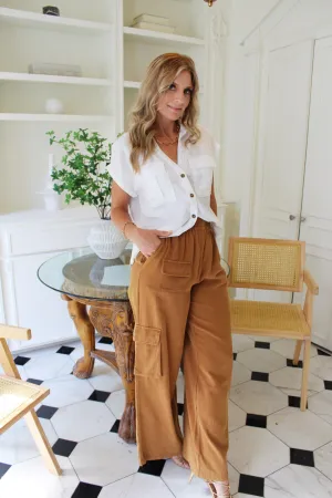 Mineral Washed Cargo Pants-Clay