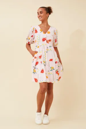 MONICA FRUIT PRINT SHORT DRESS