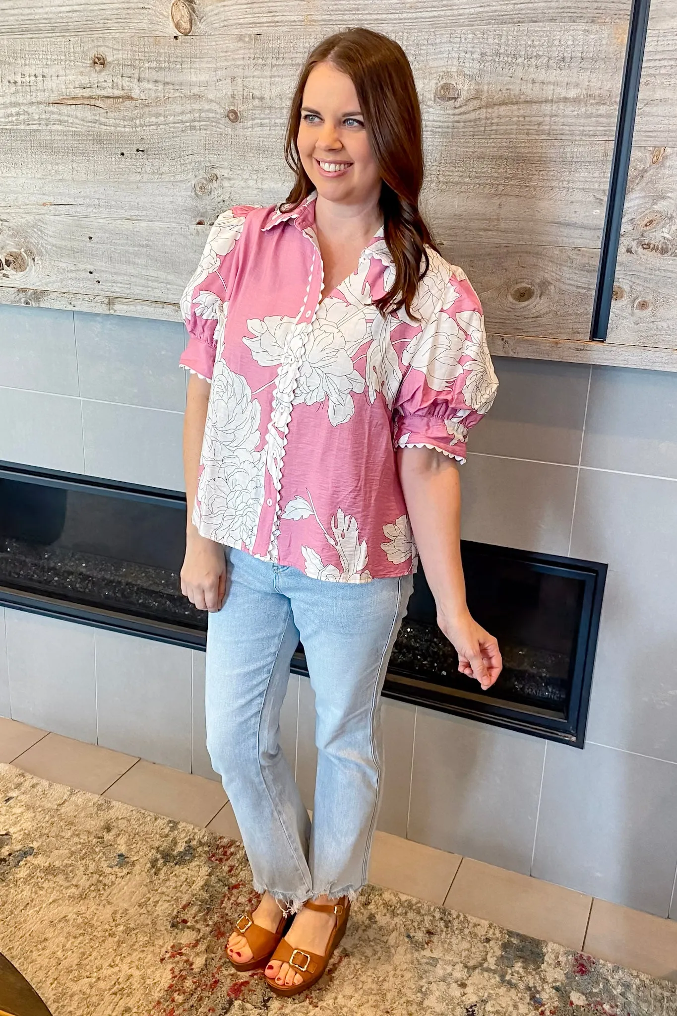 New Perspective Floral Print Pink Top