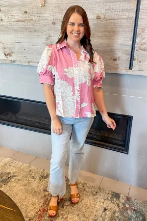 New Perspective Floral Print Pink Top