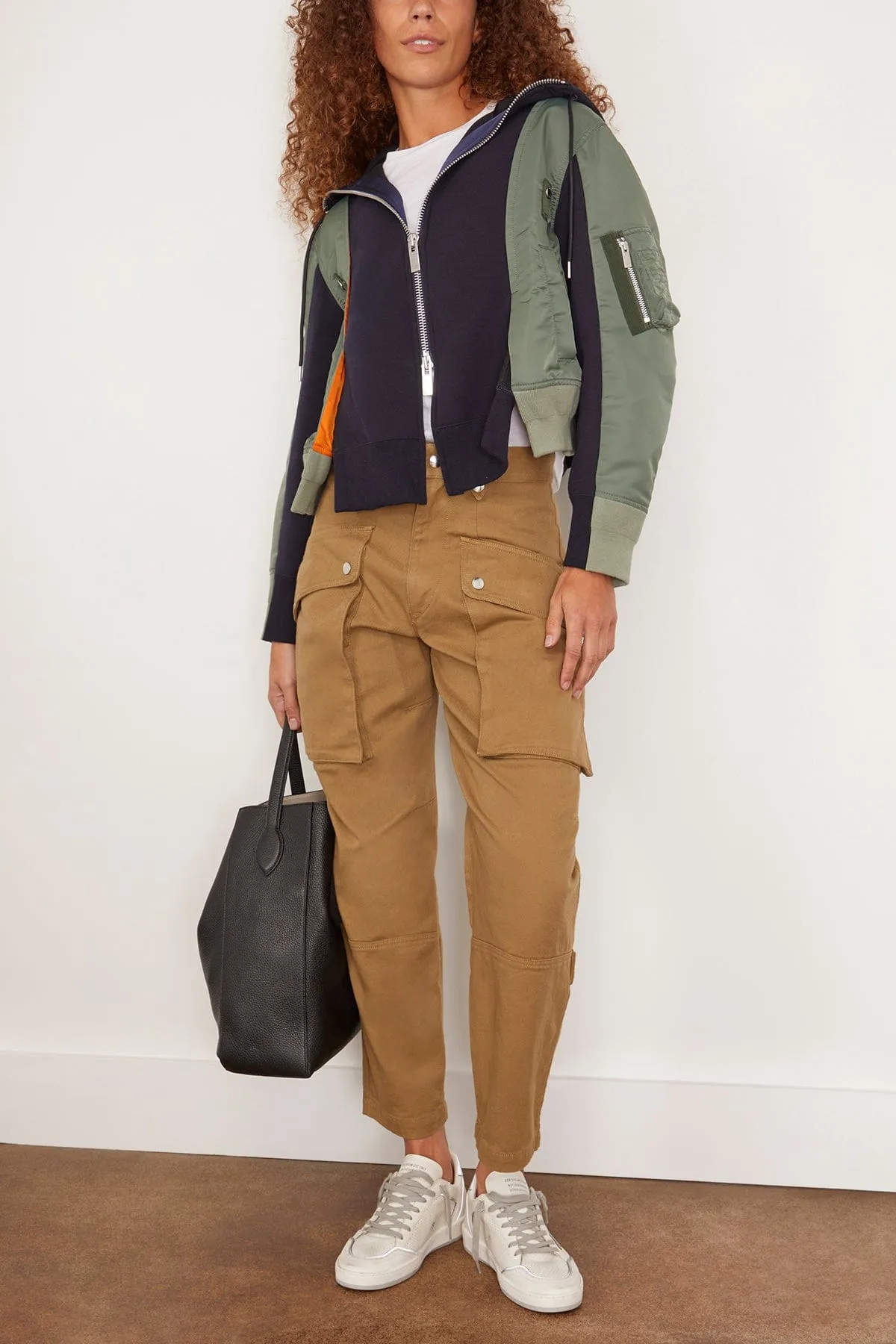 Nylon Twill x Sponge Sweat Hoodie in Navy/Khaki