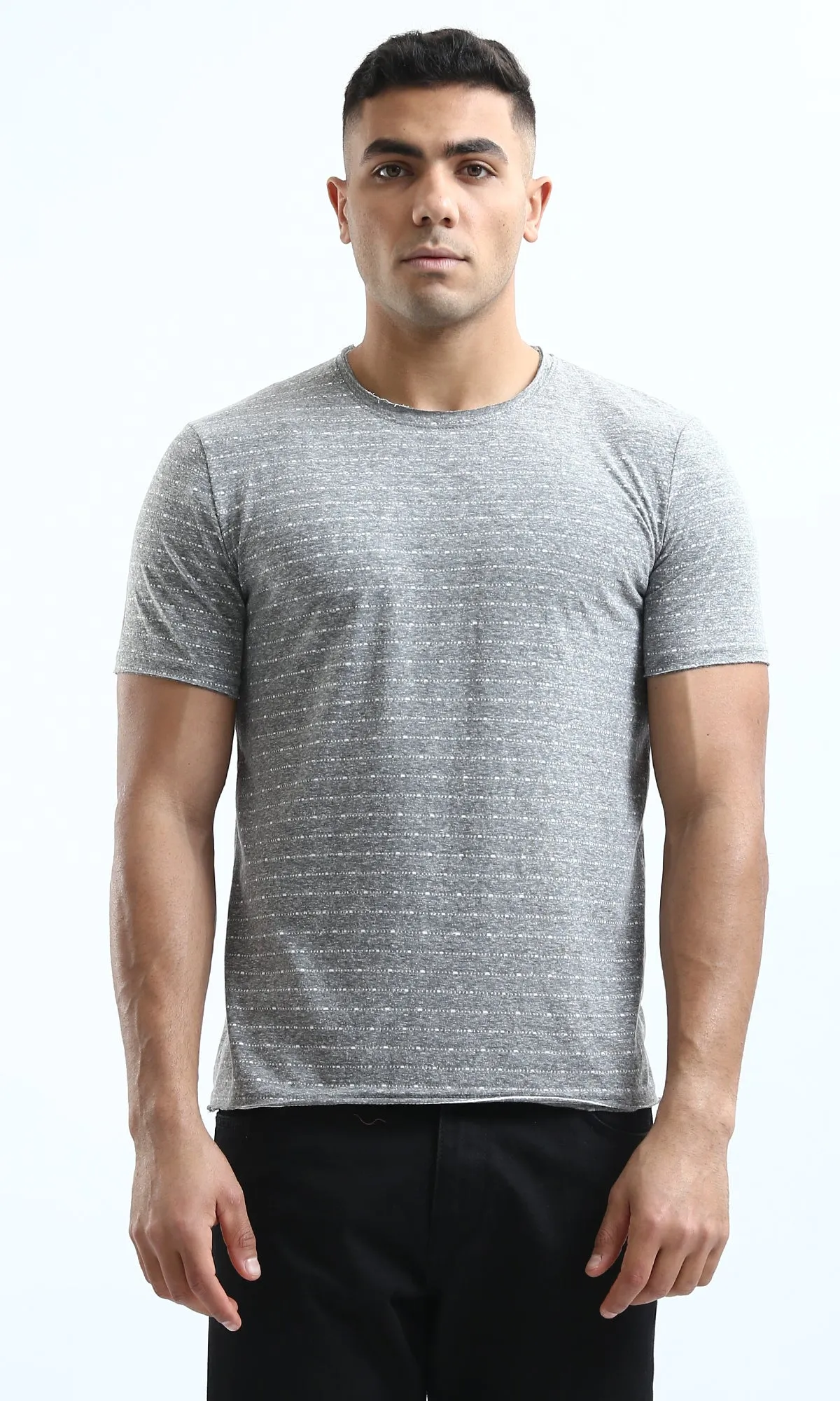 O190365 Heather Medium Grey Short Sleeves Slip On Tee