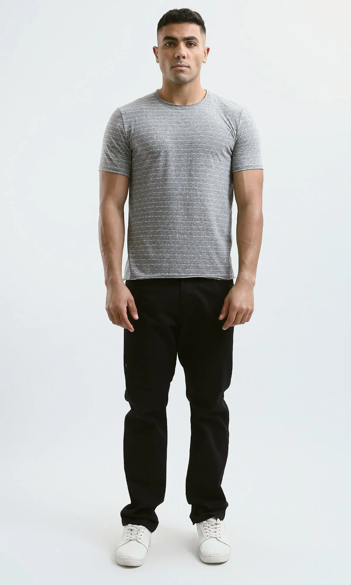 O190365 Heather Medium Grey Short Sleeves Slip On Tee