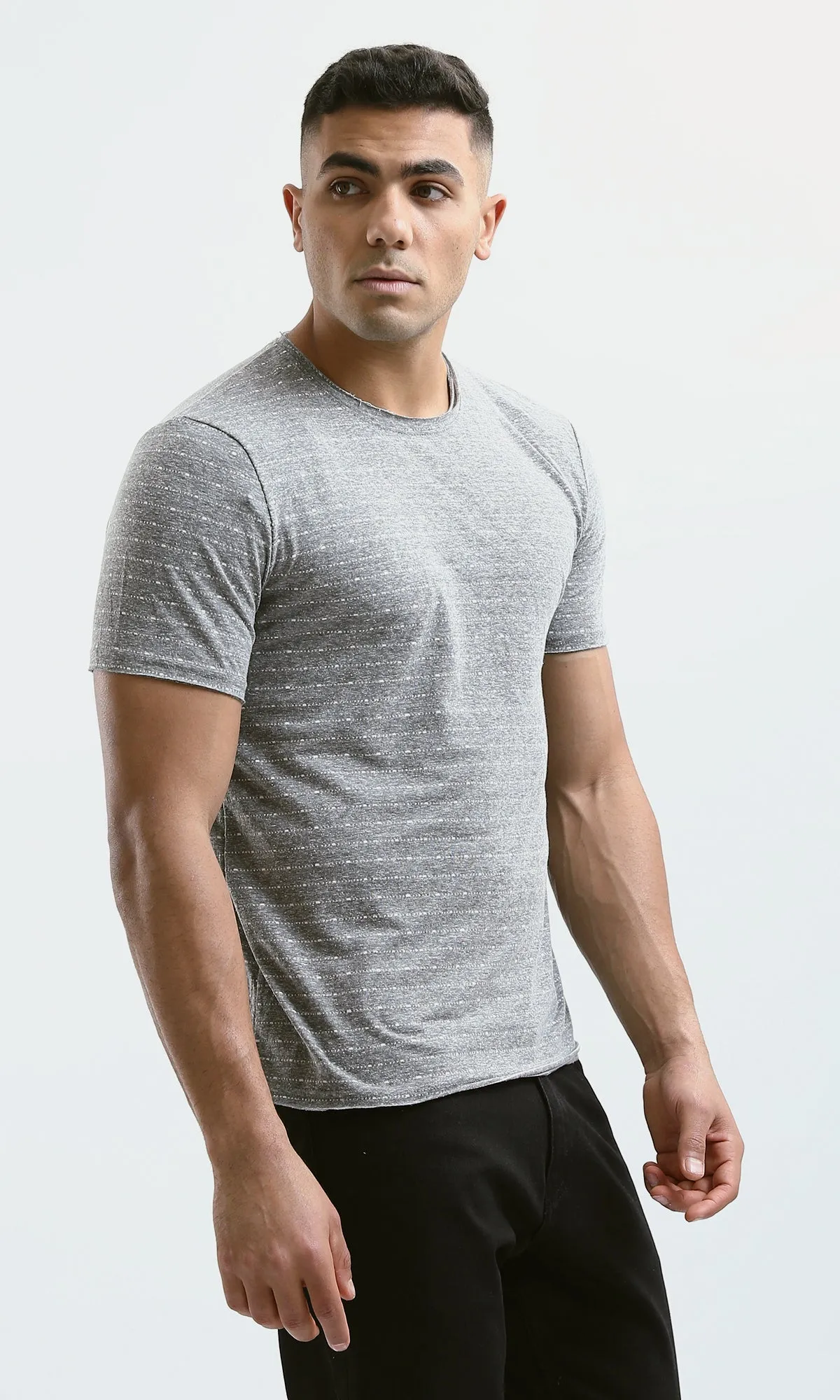 O190365 Heather Medium Grey Short Sleeves Slip On Tee