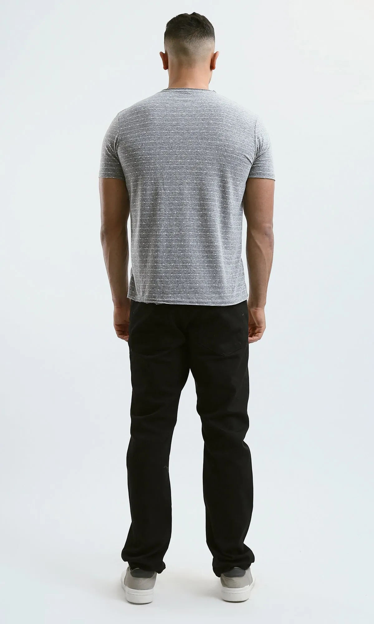 O190365 Heather Medium Grey Short Sleeves Slip On Tee