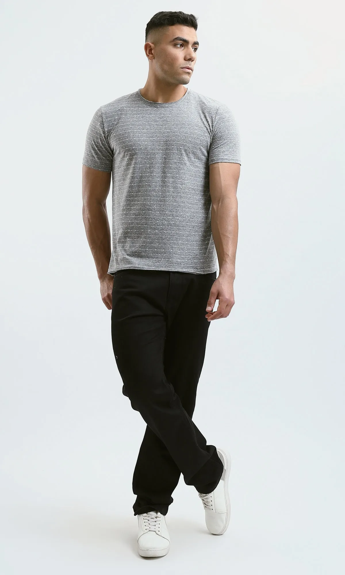 O190365 Heather Medium Grey Short Sleeves Slip On Tee