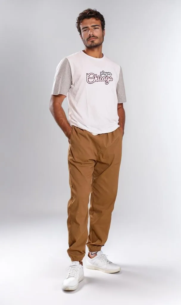 o204257-CASUAL DRAWSTRING TROUSERS - TAN