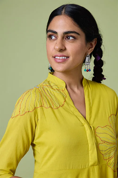 Okhai 'Summer Love' Pure Cotton Hand Embroidered Mirror Work Dress