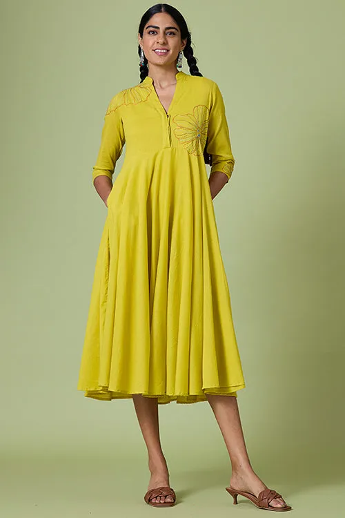 Okhai 'Summer Love' Pure Cotton Hand Embroidered Mirror Work Dress