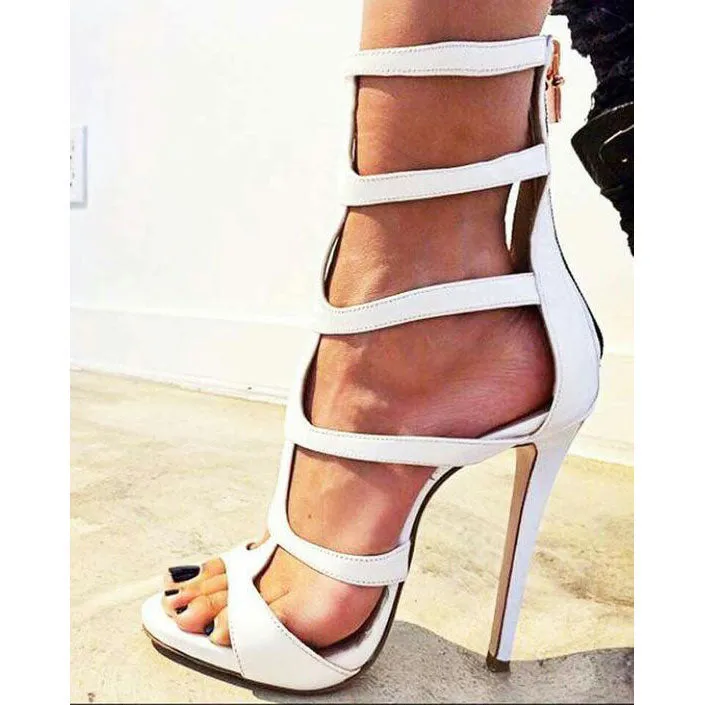 Open Toe Straps Back Zipper Ankle Boot High Heel Sandals