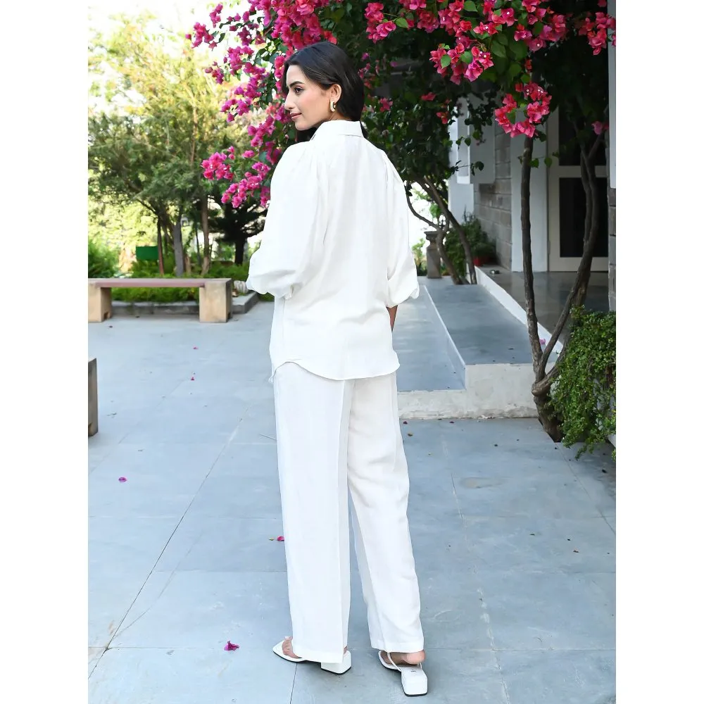 ORDINAREE White Embroidered Bird Brigade Co-Ord (Set of 2)
