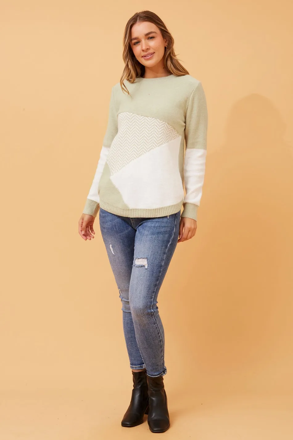 OTIS COLOUR BLOCK KNIT JUMPER