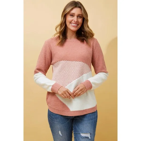 OTIS COLOUR BLOCK KNIT JUMPER