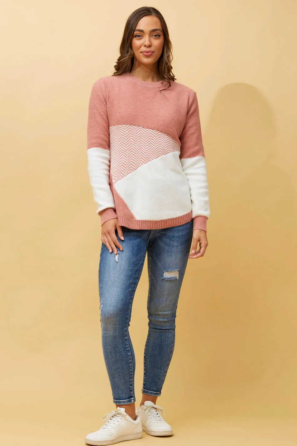 OTIS COLOUR BLOCK KNIT JUMPER