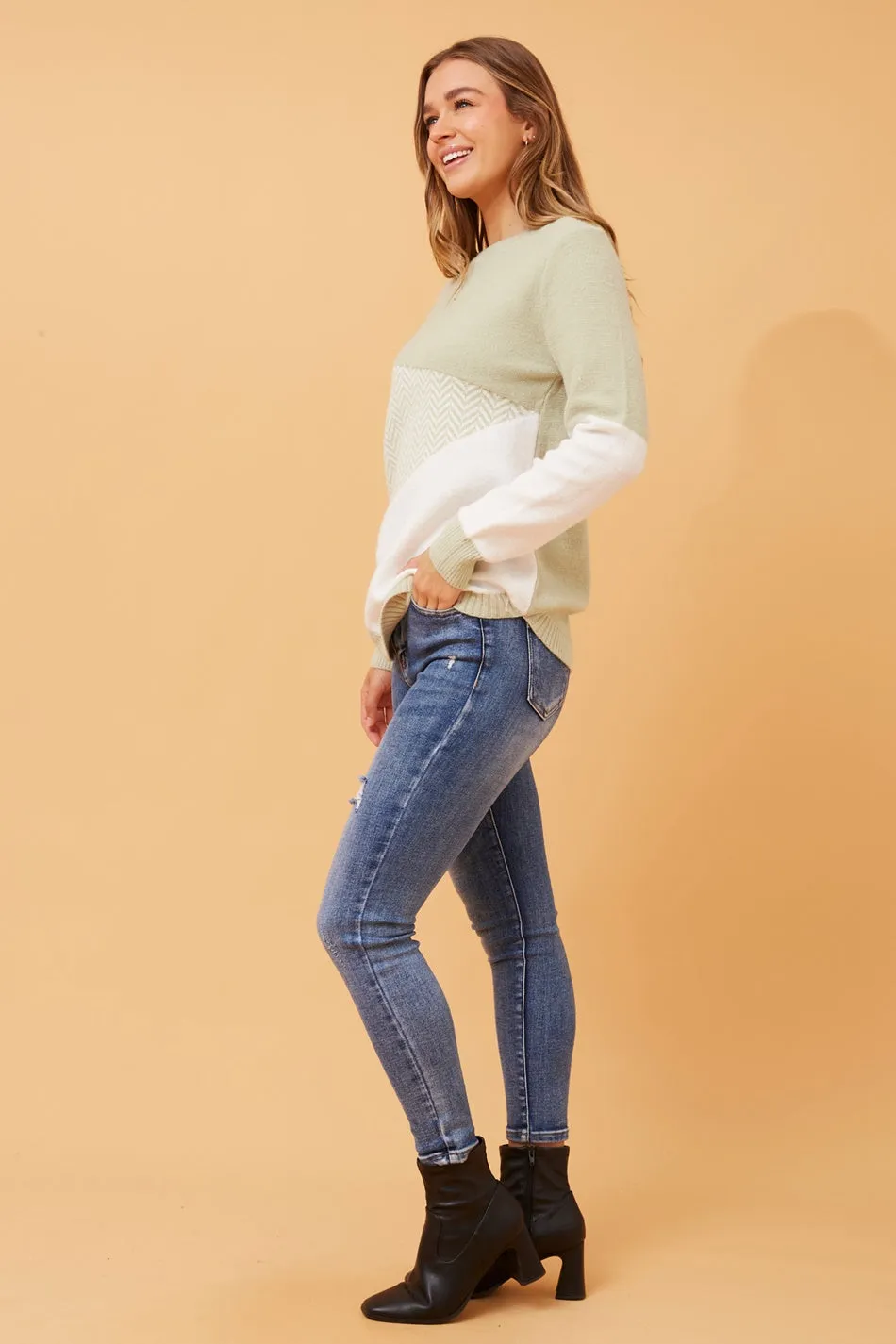OTIS COLOUR BLOCK KNIT JUMPER