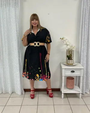 Plus Black & Colors Short dress