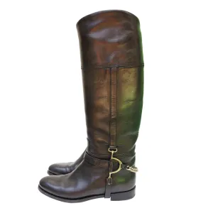 Ralph Lauren Black Leather Knee High Riding Boots