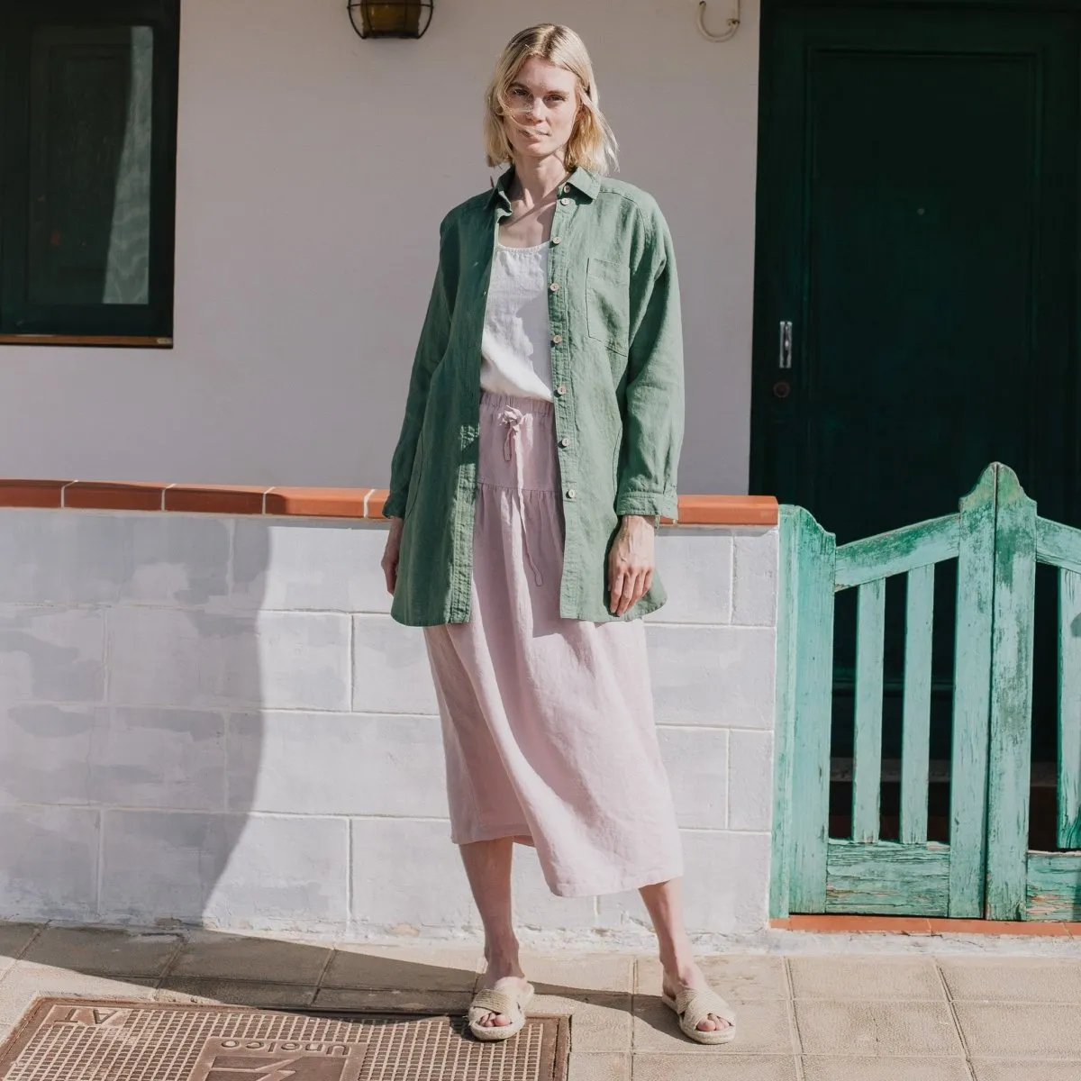 RYE two-tier linen skirt