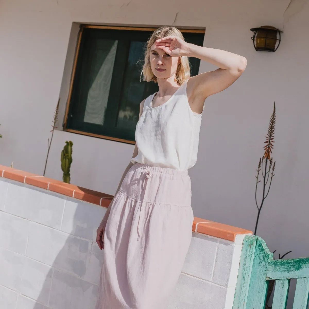 RYE two-tier linen skirt