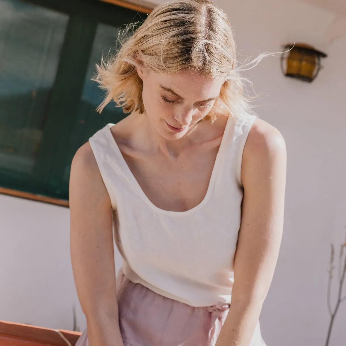 RYE two-tier linen skirt