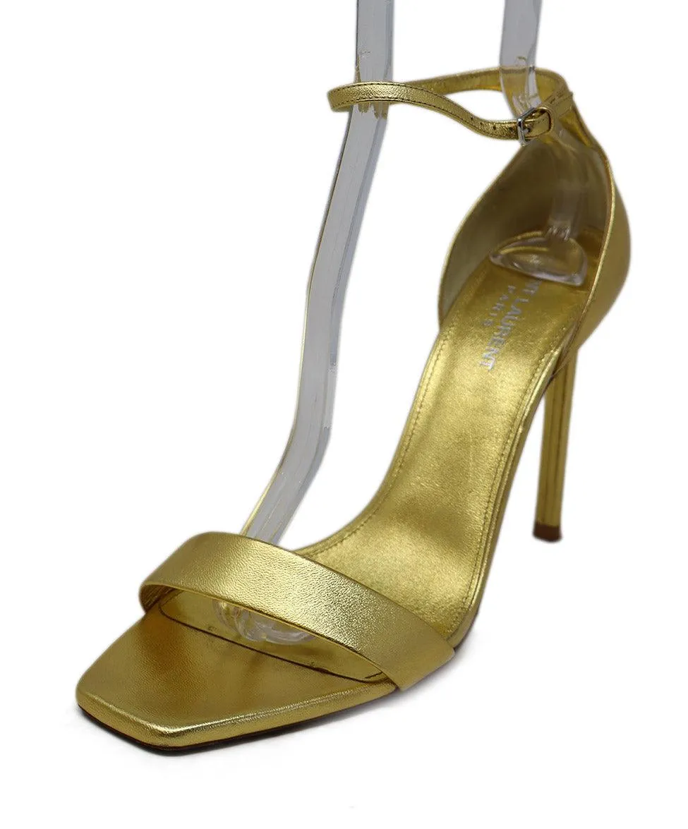 Saint Laurent Gold Leather Sandals sz 10
