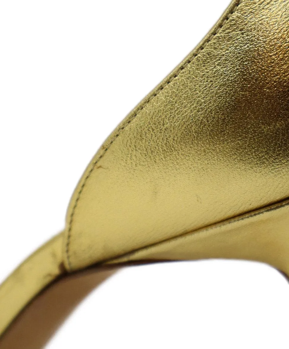Saint Laurent Gold Leather Sandals sz 10