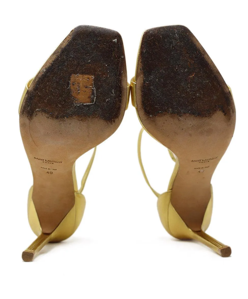 Saint Laurent Gold Leather Sandals sz 10
