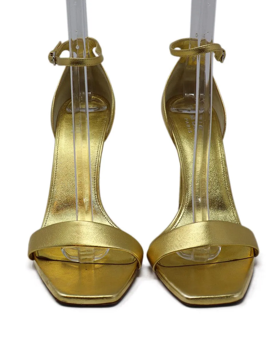 Saint Laurent Gold Leather Sandals sz 10