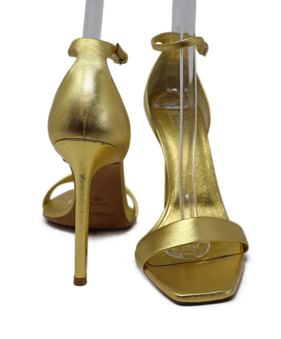 Saint Laurent Gold Leather Sandals sz 10