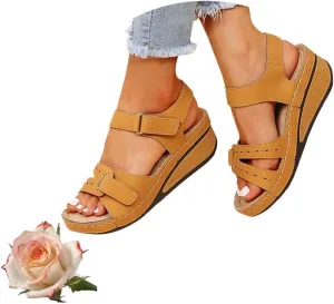 Sandals for Women 2025, Soft & Stylish Wedge Sandals for Effortless Comfort 2025 Leather Orthopedic Walking Platform