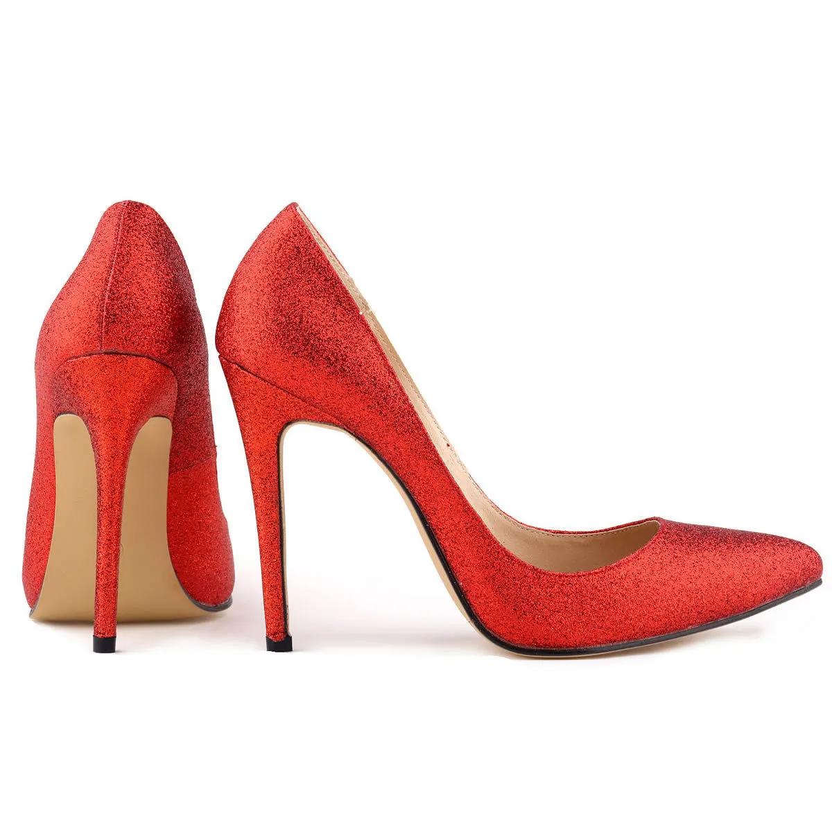 Sexy Pointed Shining Fabric Shallow Heel Shoes