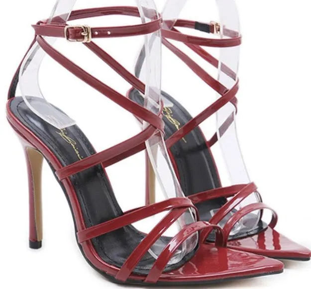 Sexy Straps Open Toe Ankle Wrap Stiletto High Heel Dress Sandals